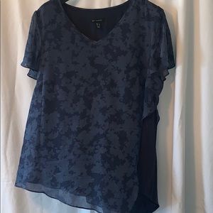 Halcyon Ladies Lg navy Blue asymmetrical tee